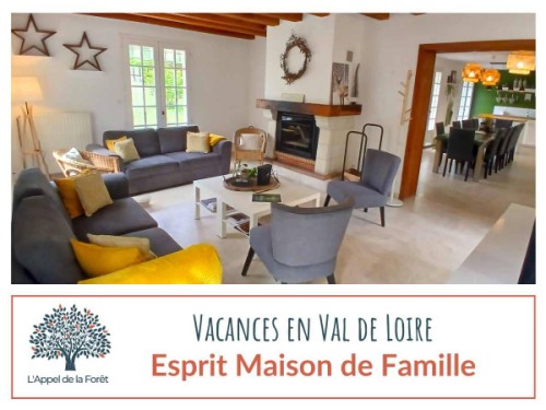 Salon avec cheminée et canapés confortables.